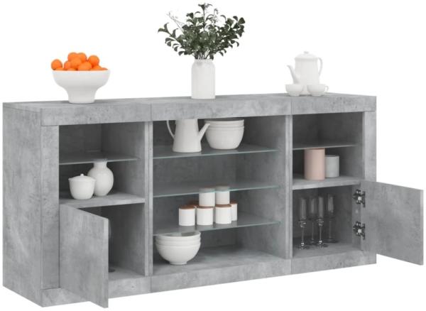 vidaXL Sideboard mit LED-Leuchten Betongrau 142,5x37x67 cm 3209089