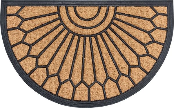 HANSE Home Fußmatte Mix Mats Gummi-Kokos Halbrund Geometric Ornament, Türmatte, halbrund, Höhe: 15 mm, Kokos, Gummi, Schmutzfangmatte, Outdoor, Rutschfest, Innen, Kokosmatte