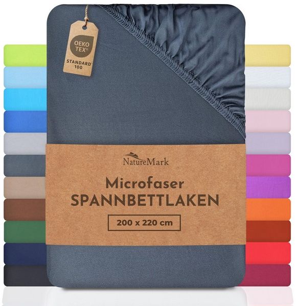 NatureMark - Mikrofaser SPANNBETTLAKEN zum Sparpreis! Viele Größen und Farben Markenware (Anthrazit Grau, 200x220 cm)