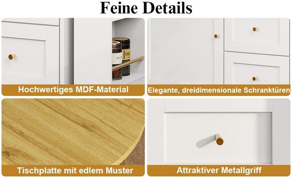 Bartisch B 138-204 x T 39 x H 105 cm, MDF/Metall, klappbar mit 360°-Drehscheibe, weiß Bild 5