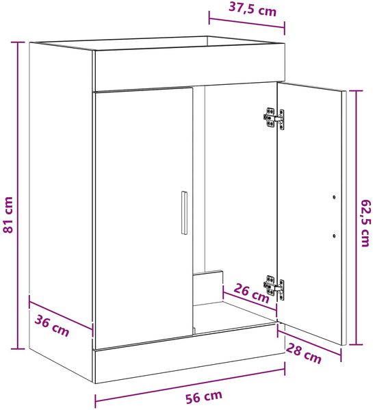 vidaXL Badunterschrank Sonoma-Eiche 56 x 37,5 x 81 cm Holzwerkstoff 890682 Bild 9