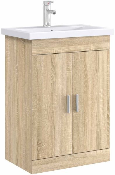 vidaXL Badunterschrank Sonoma-Eiche 56 x 37,5 x 81 cm Holzwerkstoff 890682 Bild 3
