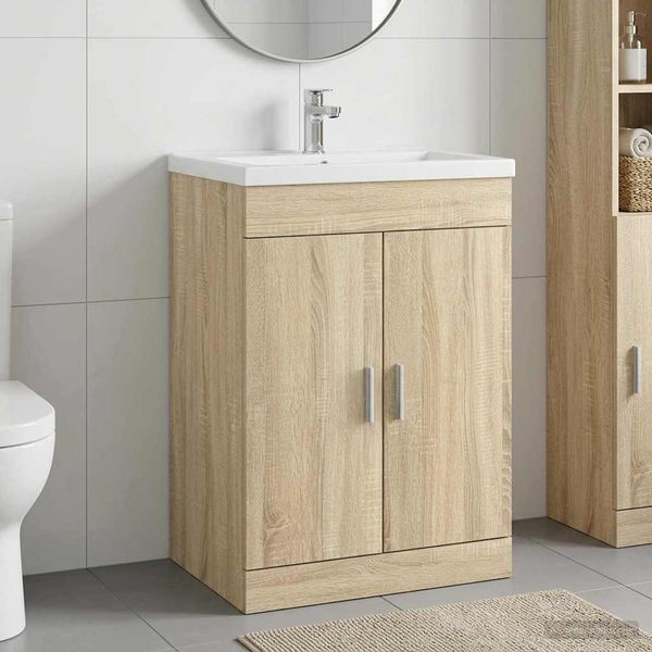 vidaXL Badunterschrank Sonoma-Eiche 56 x 37,5 x 81 cm Holzwerkstoff 890682