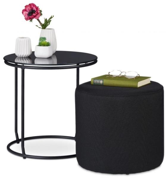 Beistelltisch mit Hocker schwarz 10032601