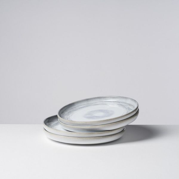 Gipfelstück Dessertteller Teller Set, Tiefer See, (4 St), Scandi-Style, glänzende Reaktivglasur, jedes Stück ein Unikat