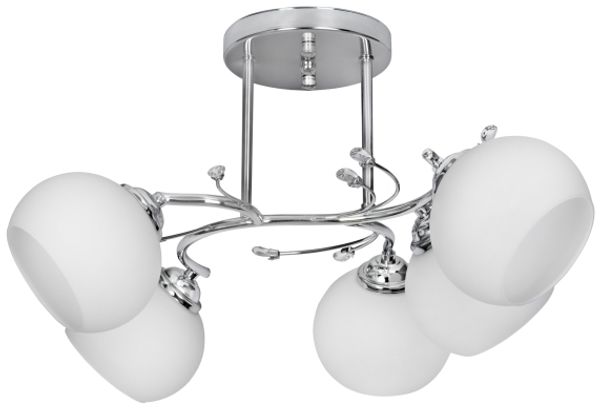 Activejet Klassische Kronleuchter Hängeleuchte Deckenleuchte IRMA Nickel 5xE27 für Wohnzimmer 5 Glühbirne(n) E27 IP20 Silber