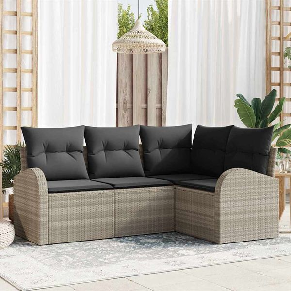 vidaXL Gartensofa-set 4 pcs Hellgrau Poly-Rattan 3346022