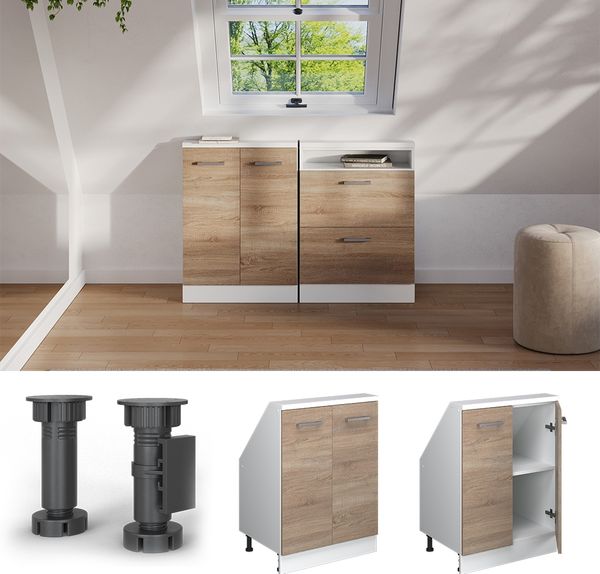 Küchenschrank für Dachschrägen R-Line Sonoma 60 cm mit 2 Türen Vicco Bild 5