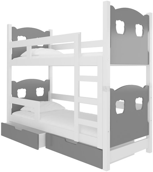 Hochbett Maraba 75x180cm Etagenbett Kiefer massiv Farbe: grau