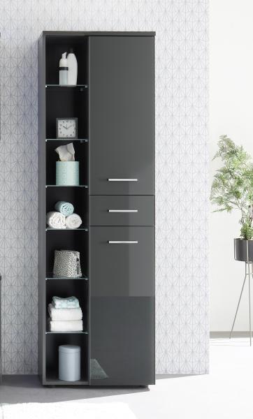 Hochschrank >Grey< in Grau aus Holzwerkstoff E1 - 60x192x32cm (BxHxT)