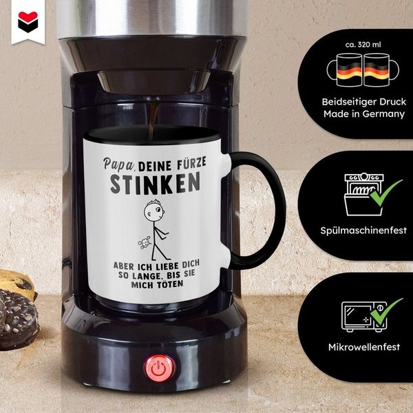 22Feels Tasse Papa Geschenk Fürze Stinken Vatertag Vater Geburtstag Weihnachten Papi, Keramik, Made in Germany, Spülmaschinenfest, Zweifarbig