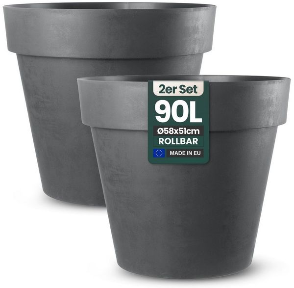 Kreher Pflanzkübel Rollbarer XXL Pflanzkübel "LIKE" Ø 58 cm in verschiedenen Farben (2 St)