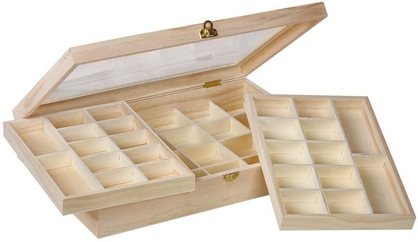 Glorex Aufbewahrungsbox Sortierkasten, 40 cm x 28 cm x 7,5 cm