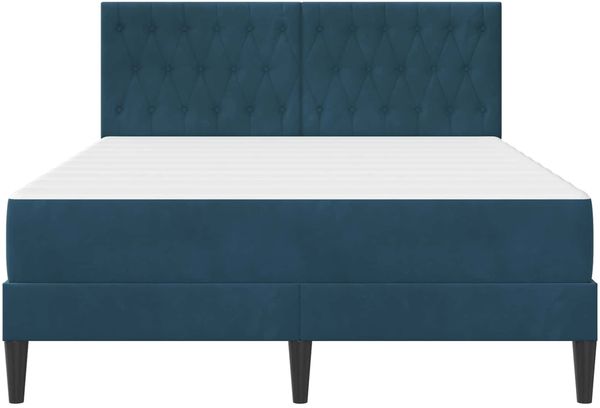 vidaXL Bettgestell mit Matratze mit Kopfteil Blau 120 x 200 cm Samt 3415047 Bild 6
