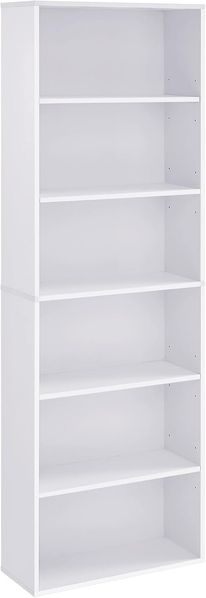 Vasagle Bücherregal, mit 6 Ebenen, Standregal, Aufbewahrungsregal, für Wohnzimmer, Büro, Schlafzimmer, Arbeitszimmer, skandinavischer Stil, 24 x 60 x 178,5 cm, weiß LBC169T14