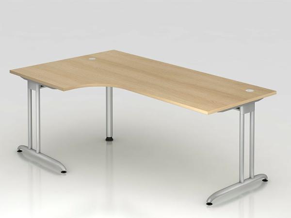 Winkeltisch BS82 C-Fuß 200x120cm 90° Grau Gestellfarbe: Silber