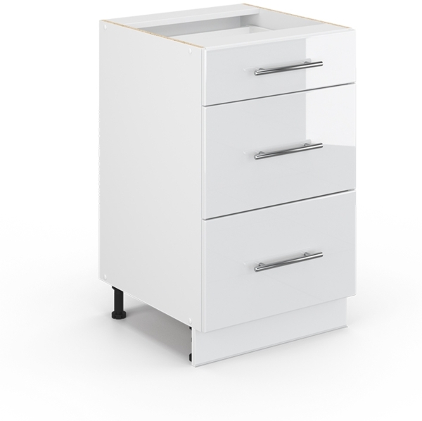 Küchenunterschrank Fame-Line Weiß Hochglanz 50 cm ohne Arbeitsplatte Vicco