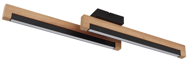 LED Deckenleuchte, Holz, Aluminium, Sterneneffekt, L 70 cm