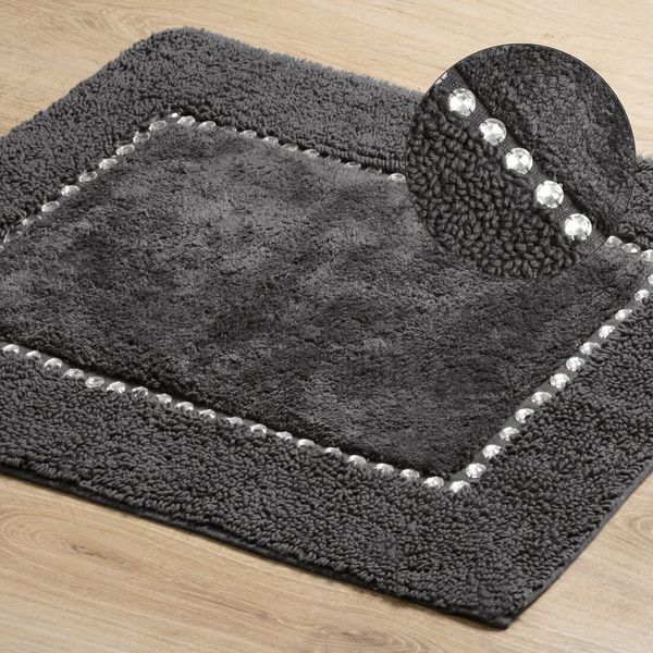 Eurofirany Teppich CHICK Eleganter Teppich Design Badematte Badeteppich Kristalle, dekorativer Bettvorleger 50x70 cm 60x90 cm Baumwolle
