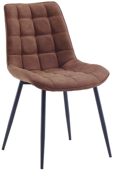 riess-ambiente Esszimmerstuhl ROADSTAR cognac / schwarz - Microfaser, Metallbeine, Ziersteppung (Einzelartikel, 1 St), gepolsterter Stuhl - ideal für Küche, Esszimmer, Wohnzimmer & Büro