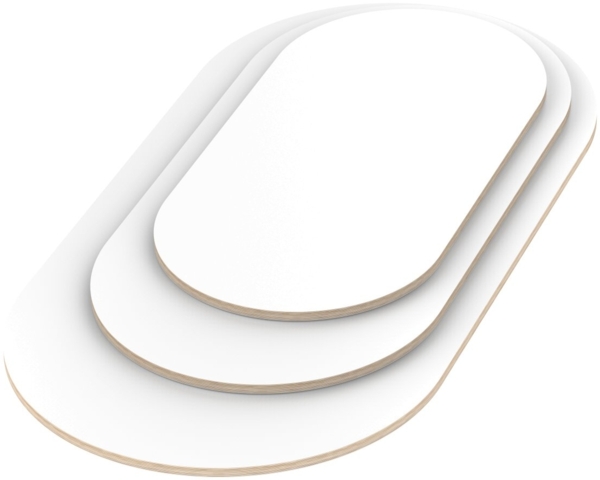 Multiplexplatte Holzplatte Tischplatte Oval melaminbeschichtet weiß - Größe 80 x 50 cm - Höhe 1,8 cm - Farbe weiß Bild 2