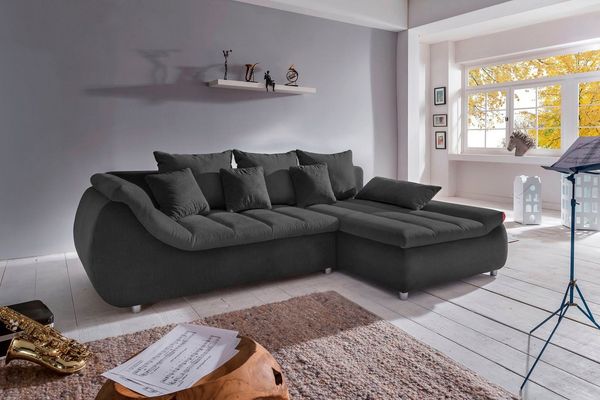 INOSIGN Ecksofa Imola, bequem, aktuelle Steppung im Sitz, L-Form, Breite 270cm, wahlweise mit Bettfunktion