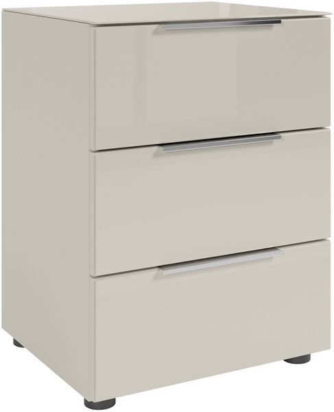 Nachtkommode >Santorin< Glasfronten in Kaschmir - 45x61x40cm (BxHxT)