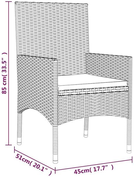 vidaXL 4-tlg. Garten-Lounge-Set mit Kissen Braun Poly Rattan 319495 Bild 12