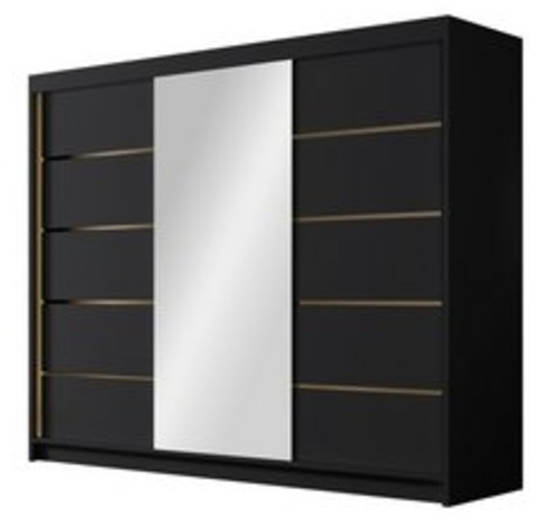 Kleiderschrank mit Goldverzierung Aramao VI mit drei Schwebetüren, Spiegel (Farbe: Schwarz) Bild 6