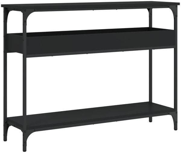 Konsolentisch, Beistelltisch, Konsole mit Ablage Schwarz 100x29x75cm Holzwerkstoff