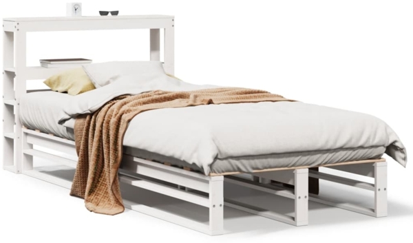 vidaXL Massivholzbett ohne Matratze Weiß 90x190 cm Kiefernholz 3306514 Bild 1