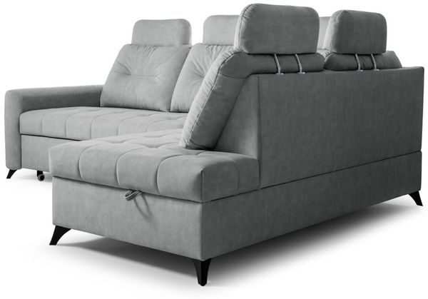 Ecksofa Schlafsofa Sofa WENDIE Stoff Hold Me Grau Ottomane Rechts Bild 4
