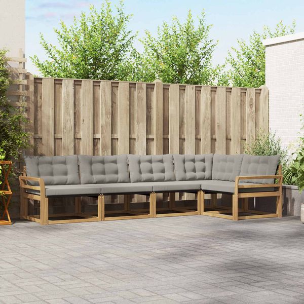 vidaXL Outdoor-Sofagarnitur mit Kissen 5 pcs Weiß und Hellgrau 3388685