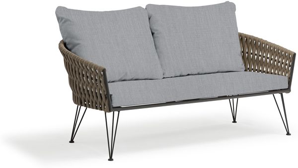 Sanotechnik Gartenlounge Set 'Palma' 5-teilig, Stahlrohr, E-Beschichtung und Pulverbeschichtung, Stahlplatte, anthrazit, khaki, 50x50 cm, 60x42 cm, 162x79x69 cm, 75x79x69 cm Bild 2