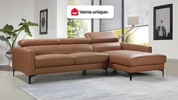 Vente-unique - Ecksofa - Ecke Rechts - Büffelleder - Camel - FLORENCE
