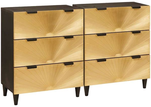 vidaXL Sideboard Set 2 pcs Schwarz und Messing 120 x 33 x 75 cm 3310022