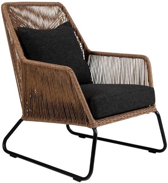 Gartensessel Midway aus Rattan, modern mit Aluminiumgestell, braun, inkl. Kissen