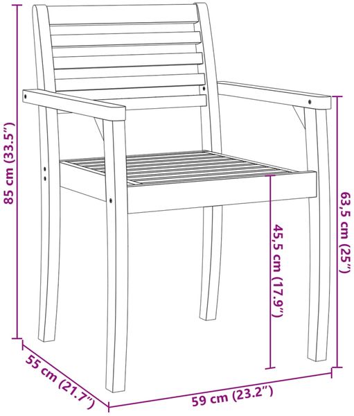 vidaXL Gartenstühle 2 Stk. 59x55x85 cm Massivholz Akazie 4004912 Bild 9