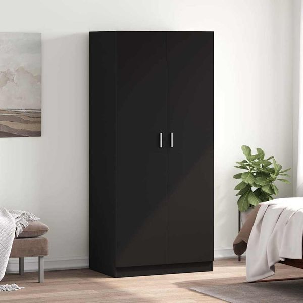 Kleiderschrank | Schlafzimmerschrank | Garderobenschrank Schwarz 80x52x180 cm Holzwerkstoff