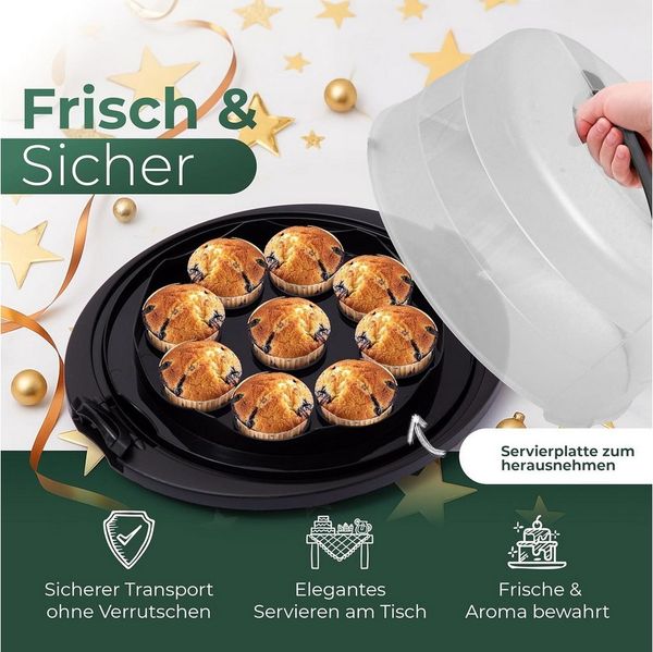 Novaliv Aufbewahrungsbox 31153-1x, Novaliv Kuchen-Transportbox mit Kühlfach und Muffin-Behälter (Rund 38