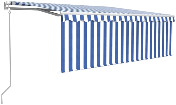 vidaXL Markise Automatisch Einziehbar mit Volant 4,5x3 m Blau und Weiß 3069326