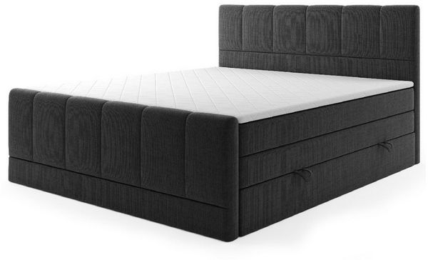 M-Punkt24 Boxspringbett Ibiza (Grau oder Schwarz, Liegefläche 180 x 200cm, inkl. 7 Zonen Taschenfederkernmatratze), mit Bettkasten, Topper, Fußteil