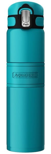 AQUAPHOR Thermoflasche aus Edelstahl 480ml - Edelstahl Trinkflasche GRÜN, Hält Ihr Getränk 6 Stunden lang heiß und 6 Stunden lang kalt. /