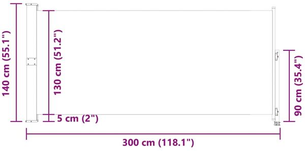 vidaXL Ausziehbare Seitenmarkise 140 x 300 cm Braun 48346 Bild 8
