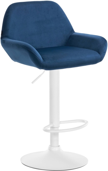 CLP Barhocker Braga Samtbezug mit Metallgestell, höhenverstellbar und drehbar,blau weiß