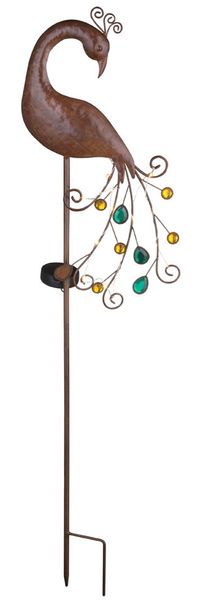LED Solar Steckleuchte, Pfau bronzefarben, bunt Höhe 90 cm Bild 5