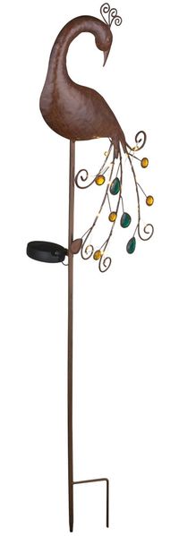 LED Solar Steckleuchte, Pfau bronzefarben, bunt Höhe 90 cm Bild 6