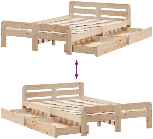 vidaXL Massivholzbett ohne Matratze 120x190 cm Kiefernholz 3309056 Bild 9