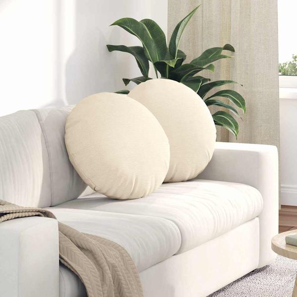 vidaXL Sitzkissen 2 pcs Creme Ø50 x 19 cm Cordstoff 42014188