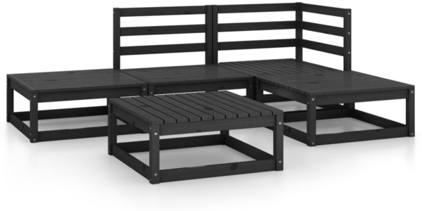 vidaXL 5-tlg. Garten-Lounge-Set Schwarz Massivholz Kiefer 3075483